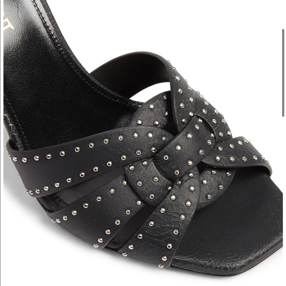 Saint Laurent Tribute Studded Leather Stiletto Sandals - Picture 3 of 16